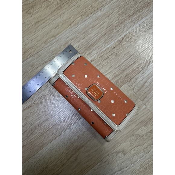GUESS Los Angeles Women’s Leather Large Wallet Mirrored Hula GIRL Orange Y2K - Picture 1 of 8